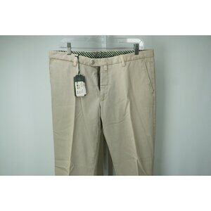Luigi Borrelli Khaki Beige 100% Cotton Pants Sz 50 NEW